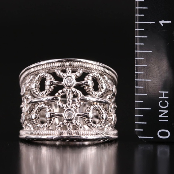 NIB - Judith Ripken Sterling Silver Vienna Wide Band Diamond Ring - Picture 2 of 12